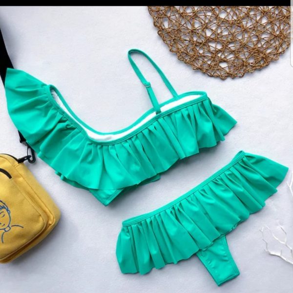 green frill bikini9